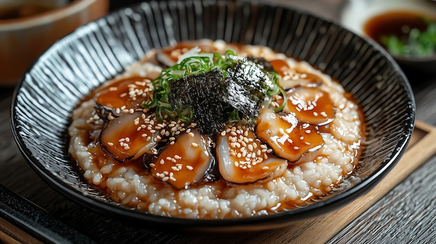 Beautifully Arranged Plate of Korean Abalone Dish