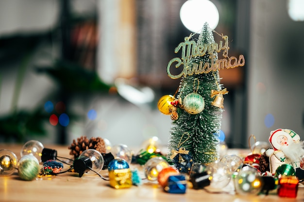 Beautifully Christmas Decorated bokeh background Home Interior With A Christmas Tree And Christmas Presents