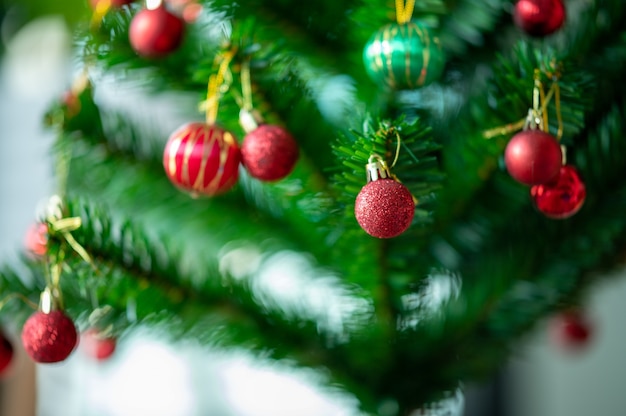 Beautifully Christmas Decorated bokeh background Home Interior With A Christmas Tree