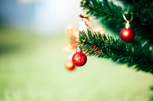 Beautifully Christmas Decorated bokeh background Home Interior With A Christmas Tree