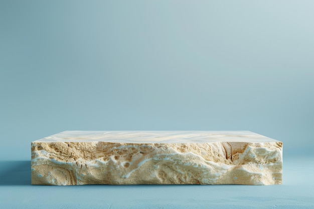 Beautifully crafted beige stone podium perfect for creating eye catching product displays The textured surface adds an elegant touch ideal for enhancing visual merchandising Generative AI