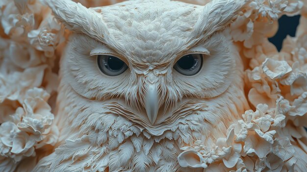 Photo a beautifully crafted owl statue representing athena with detailed feathers and wise eyes