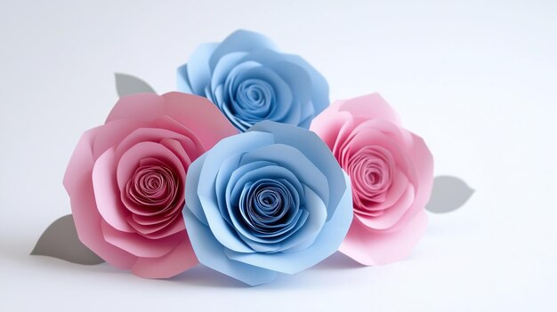 Photo beautifully crafted paper roses in soft pastel shades