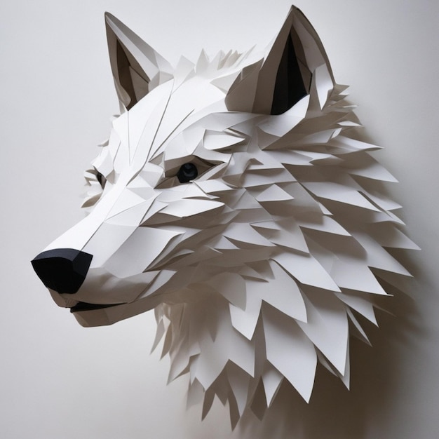 Photo beautifully crafted paper wolf head for you design ideas