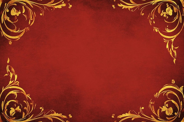 A beautifully crafted red and gold template designed for wedding invitations Ai photo