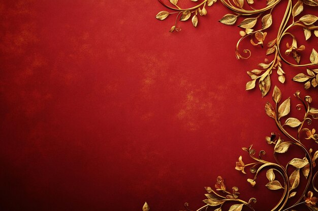 A beautifully crafted red and gold template designed for wedding invitations Ai photo