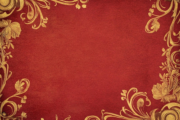 A beautifully crafted red and gold template designed for wedding invitations Ai photo