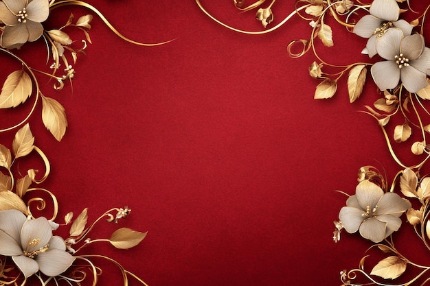 A beautifully crafted red and gold template designed for wedding invitations Ai photo