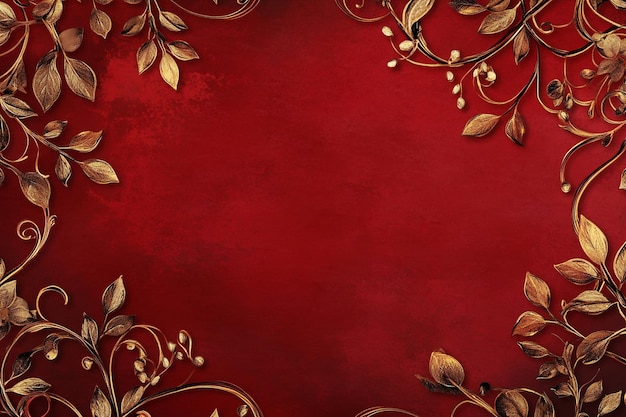 A beautifully crafted red and gold template designed for wedding invitations Ai photo