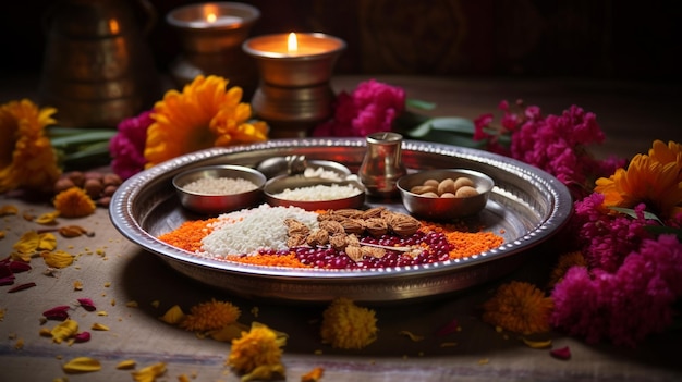 Beautifully Decorated Pooja Thali