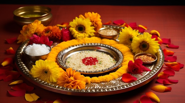 Beautifully Decorated Pooja Thali