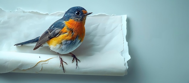 Photo beautifully detailed bird on white paper