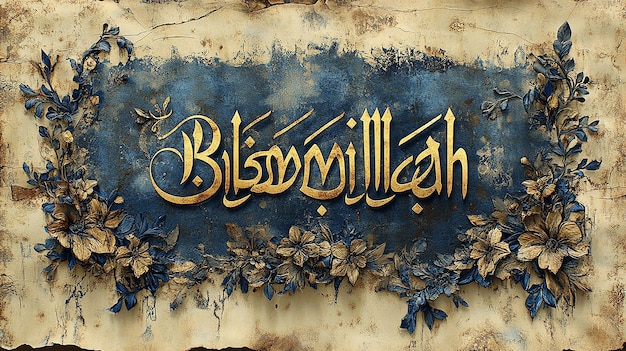 Photo a beautifully detailed islamic calligraphy of bismillah