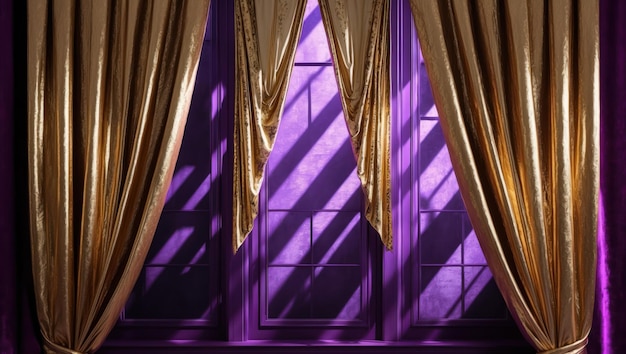 A beautifully illuminated window adorned with luxurious curtains