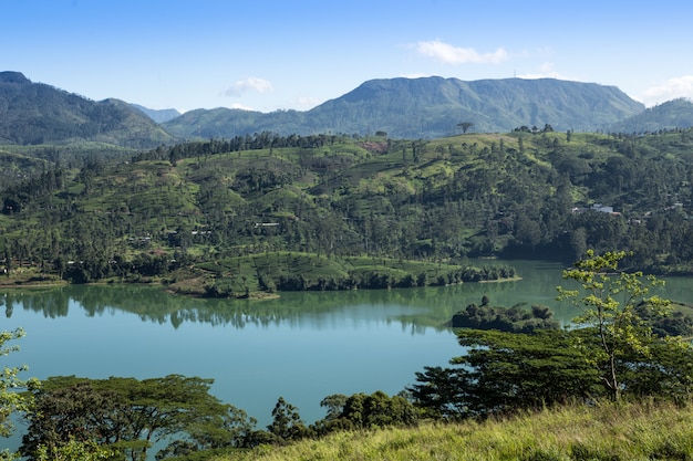 Beautifully landscape of Sri Lanka. beautiful blue sky and mountains in Ceylon