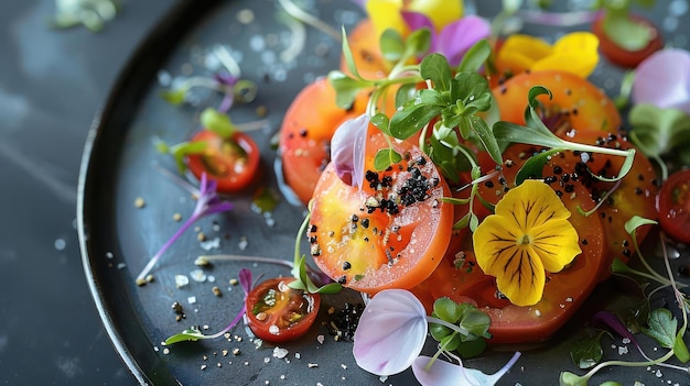 A beautifully plated dish featuring foraged wild foods emphasizing the connection