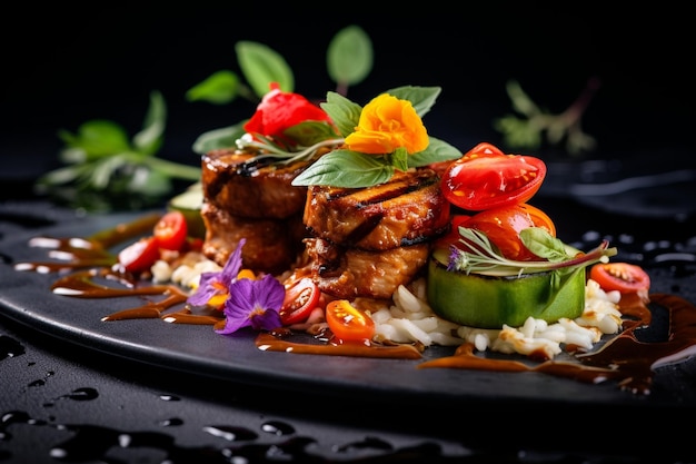 A beautifully plated tikka masala with vibrant garnishes