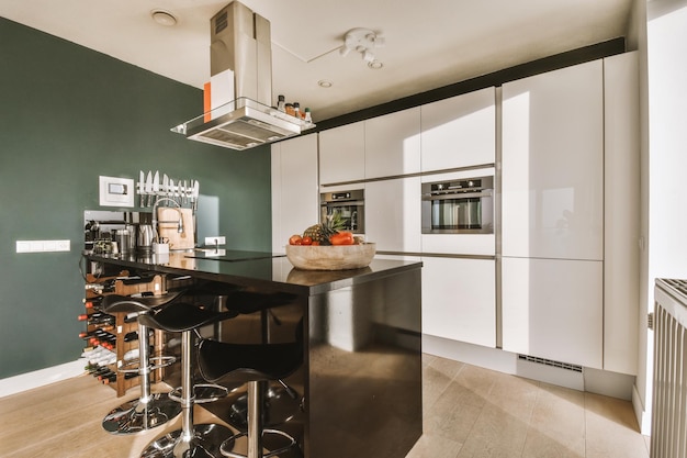 Beautifully staged kitchen design in light tones