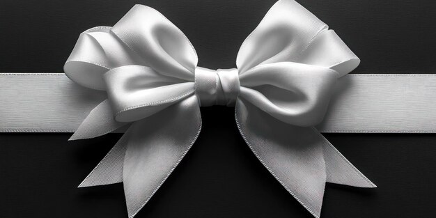 Photo a beautifully tied white satin bow adorns a soft fabric ribbon against a dark backdrop