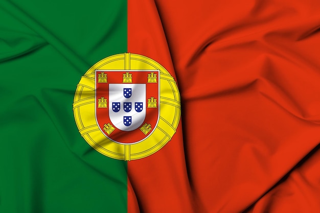 Photo beautifully waving and striped portugal flag background texture with vibrant colors