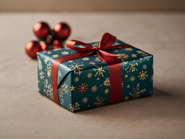 Photo a beautifully wrapped christmas gift radiating festive warmth