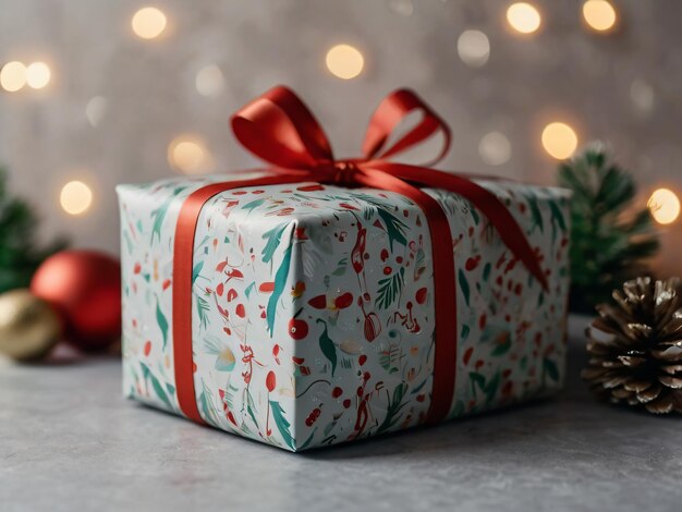 Photo a beautifully wrapped christmas gift radiating festive warmth