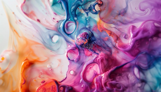 Photo beauty of abstract random art ink spread explode on water colorful abstract art