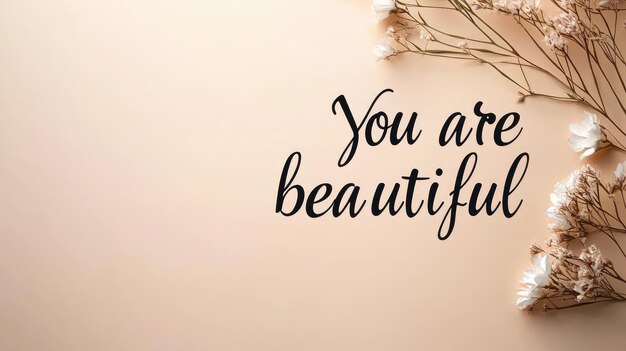 Photo beauty affirmation text you are beautiful celebrating selflove and appreciation designed to convey a positive and uplifting message through elegant typography and inspiring visual elements