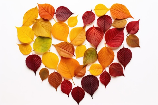 Beauty of autumn with a fall foliage background Heart shape Generative AI