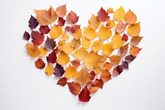 Beauty of autumn with a fall foliage background Heart shape Generative AI