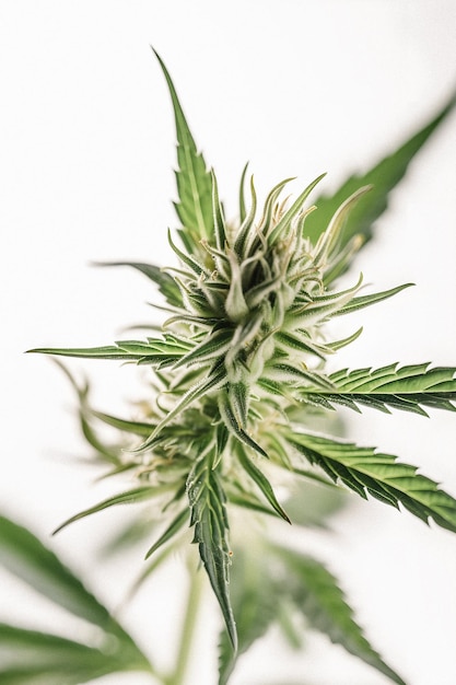 The Beauty of Cannabis A Stunning CloseUp of a Sativa Bud on a White Background