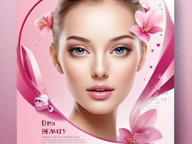 Photo beauty care poster template 3d