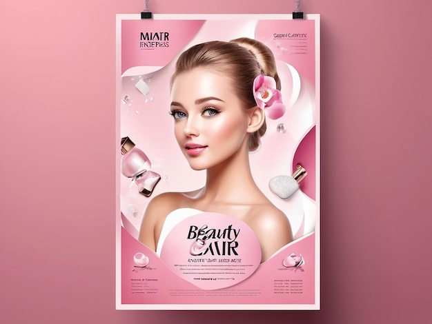 Photo beauty care poster template 3d