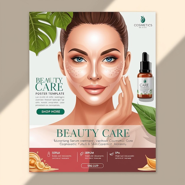 Photo beauty care poster template