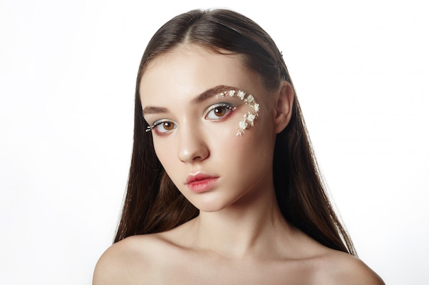 Beauty face makeup, cosmetics from flower petals