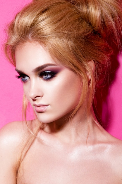 Beauty fashion model girl with bright makeup