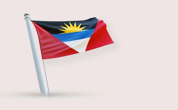 A beauty full Flag for Antigua and Barduda on a white background 3D render