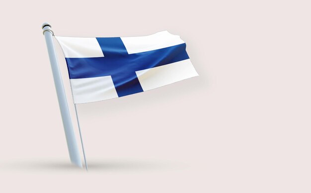 A beauty full Flag for Finland on a white background 3D render