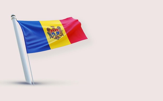 A beauty full Flag for Moldova on a white background 3D render