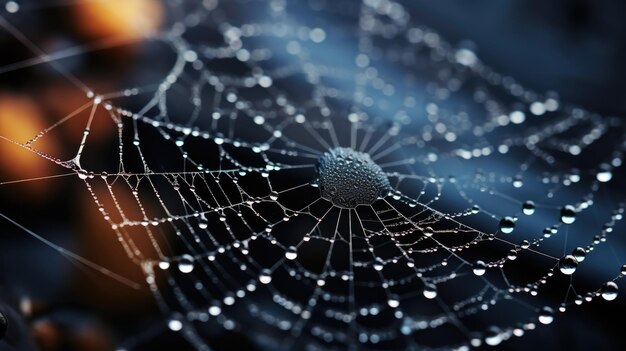 Photo a beauty full spider web looking more beauty full because of water droplets on it