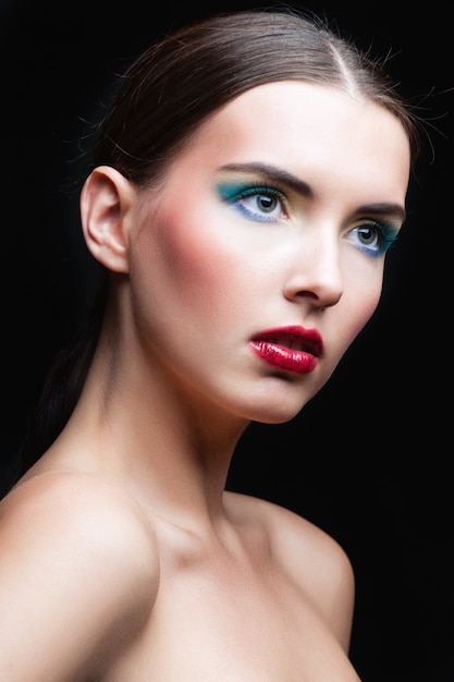 Beauty Girl Portrait with Vivid Makeup