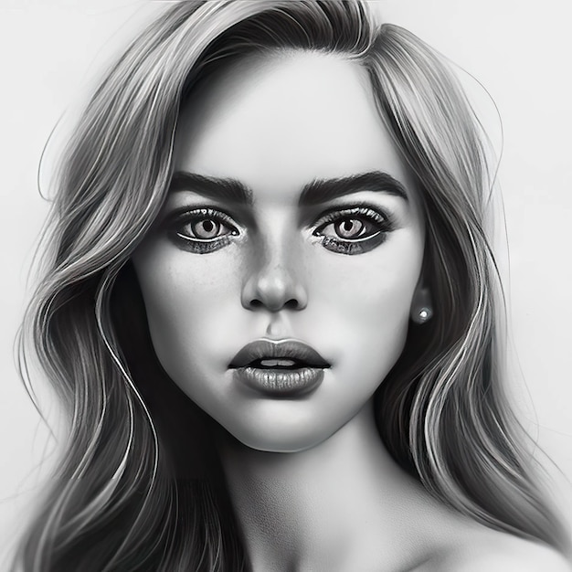 Beauty Girl's Charismatic Pencil Art GENERATIVE AI