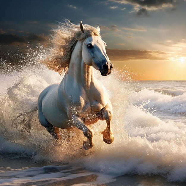 The Beauty of a Horse Amidst the Tranquil Sea