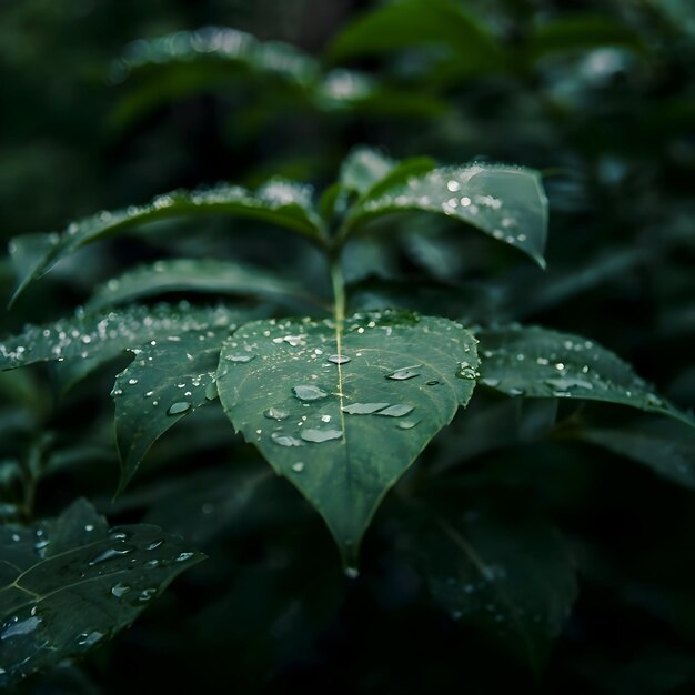 Photo beauty of leaves after rain ai generated stock photo