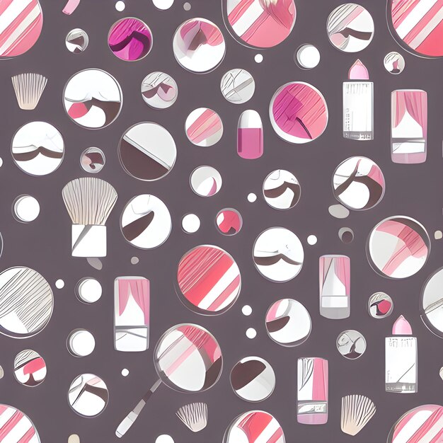 Beauty makeup abstract pattern seamless random element vintage design wallpaper