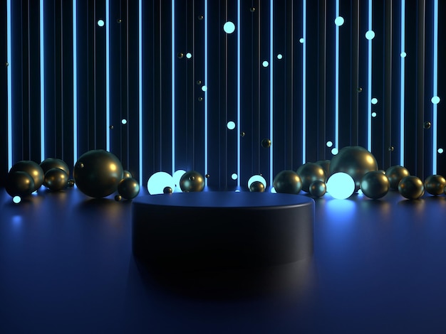 Beauty podium backdrop with glowing spheres background