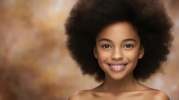 Beauty portrait of African American girl with afro hair Beautiful black woman