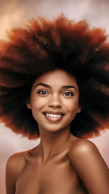 Beauty portrait of African American girl with afro hair Beautiful black woman