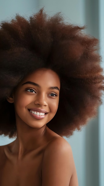 Beauty portrait of African American girl with afro hair Beautiful black woman