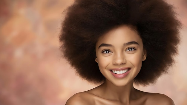 Beauty portrait of African American girl with afro hair Beautiful black woman